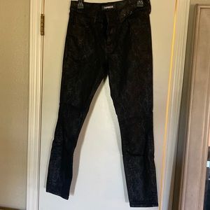Express Black snake print skinny jeggings